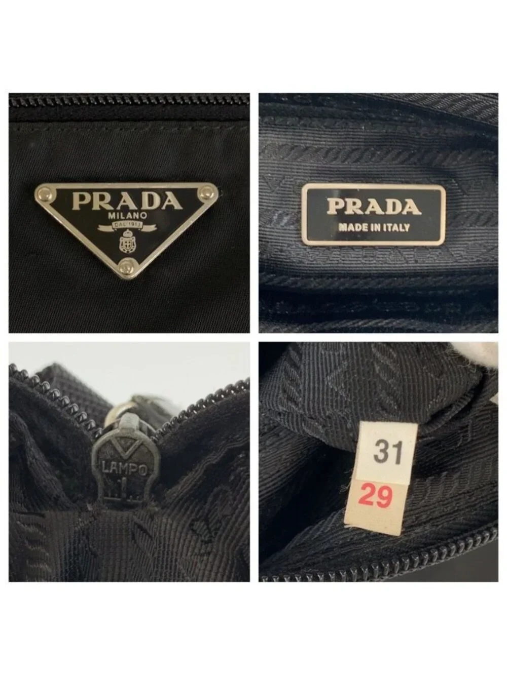 Prada Tessuto Black Silver Nylon Shoulder Bag Pochette